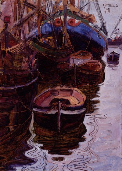 Boats in the Harbor of Trieste by Egon Schiele